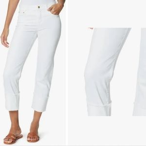 Anne Klein All White Cropped Mid Rise Straight Jean